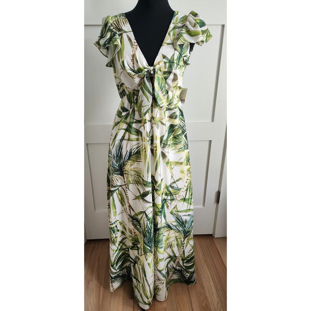 Taylor Printed Flutter Sleeve Maxi Dress Womens Size 6
